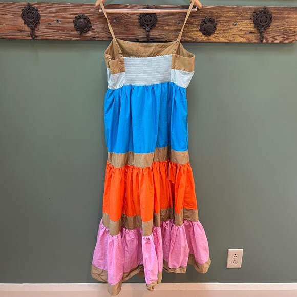 J. Crew Maxi Dress Size 6 Sleeveless Colorblock Tiered Casual Party - Picture 3 of 7